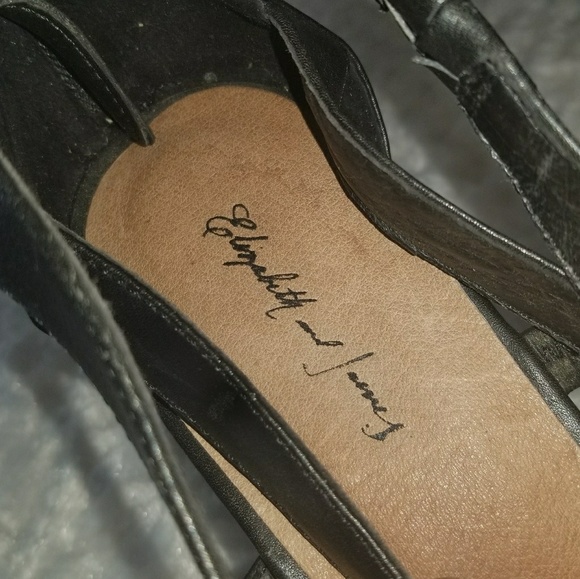 Elizabeth and James Blast Wave Leather Wedges 11B - Picture 7 of 8